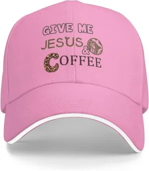 Give Me Jesus Coffee Baseball Cap Dad Hat Funny for Men Trucker Hats Adjustable Fashion Caps Hiking & Travel Black-R
