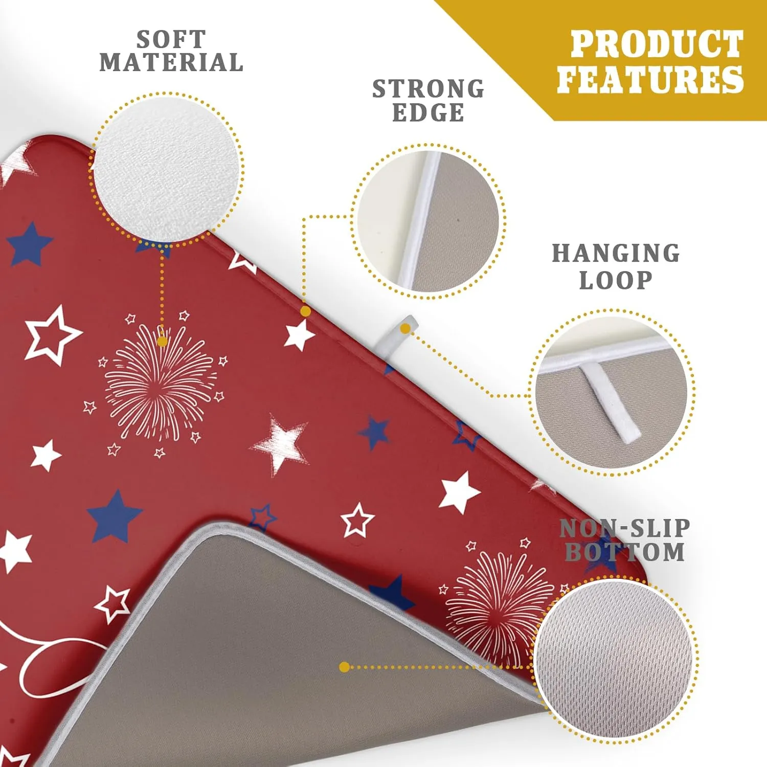 Giwawa 4th of July Dish Drying Mat 18"x24" Patriotic Usa Stars America Firework Dish Drainer Mats Independece Day Absorbent Microfiber Dish Drying Pad for Kitchen Countertop Large Decor