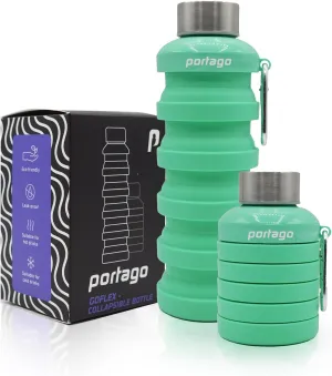 Goflex | 17 oz/500 ml, Collapsible Water Bottle for Travel, Hiking, Camping, Sports, Gym, and Fitness, BPA Free Silicone, Flexible and Leak Resistant, Portable Carabiner (Mint)