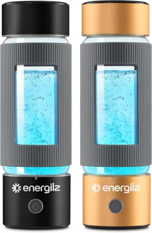 Gold  Black Hydrogen Water Bottles – 16 oz, SPE & PEM Hydrogen Ionizer Water Bottle, 3000 ppb, Silicone protection Hydrogen Water Generator