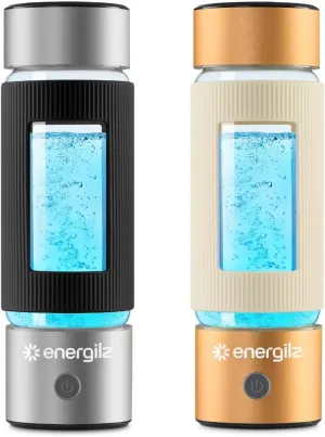 Gold  Silver Hydrogen Water Bottles – 16 oz, SPE & PEM Hydrogen Ionizer Water Bottle, 3000 ppb, Silicone Protection Hydrogen Water Generator