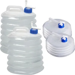 GoldTone BPA Free Collapsible Water Container with Spigot, Camping Water Storage Jug for Outdoors Hiking Backpack & Survival Kit, Foldable Portable Water Canteen 2.6 or 4 Gallon (2-Pack 4 Gal)