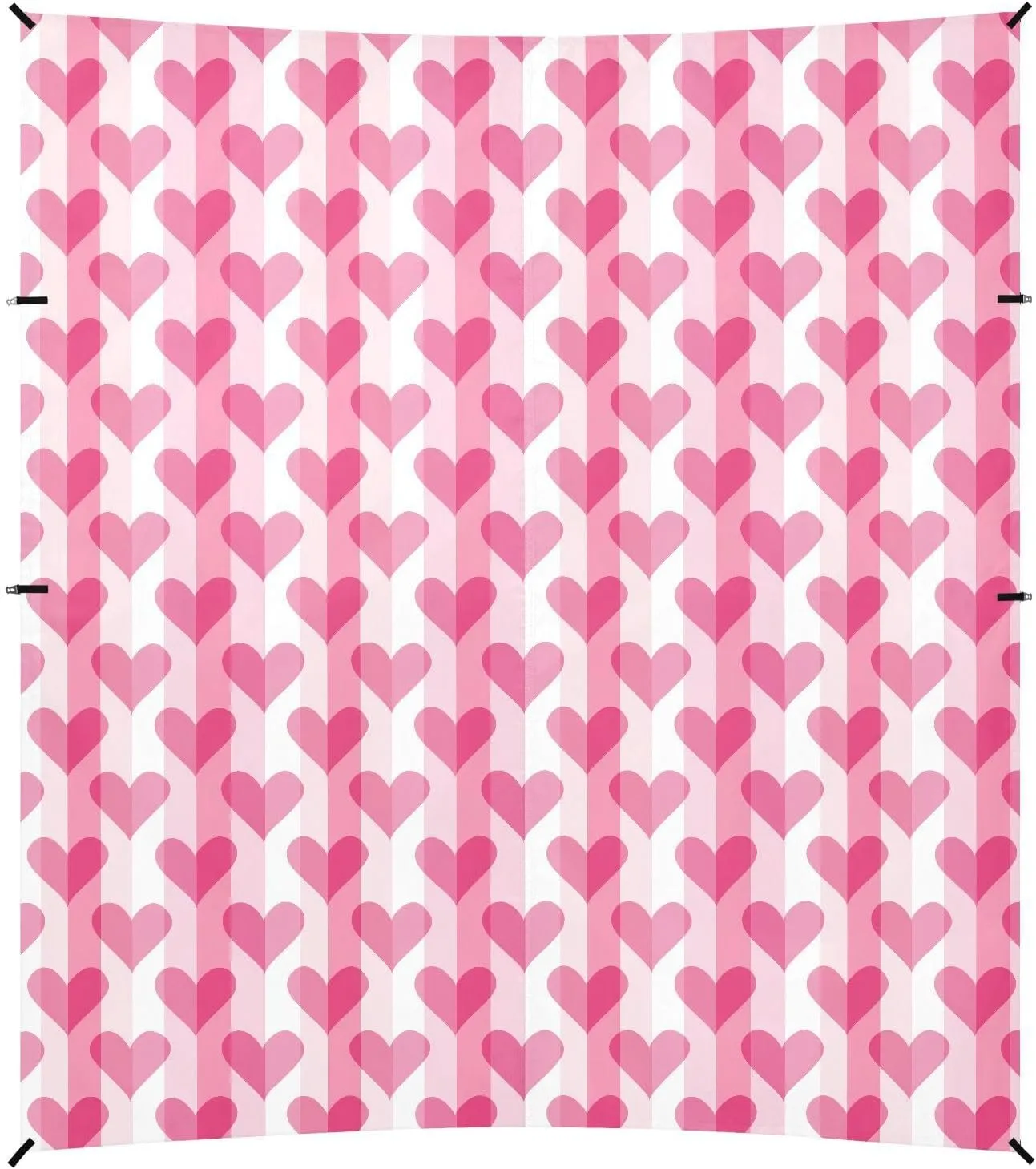 Gradient Peach Heart Pattern Beach Tent UPF50  Easy Setup Portable Sunshade with Sandbags & Sand Shovel for Camping, Picnics, Backyard & Fishing