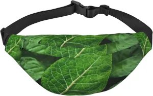 Green Leaf Nature Men'S And Women'S Waist Pack, Crossbody Bag With Adjustable Belt For Running, Traveling, Sports, Hiking
