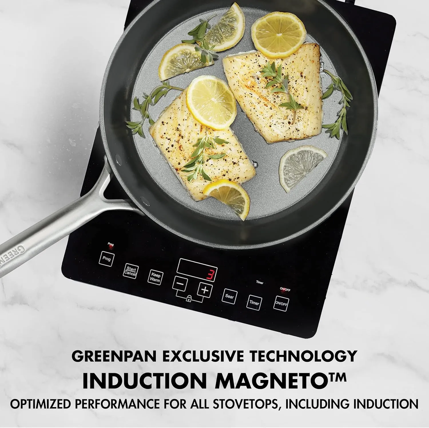 GreenPan GP5 Hard Anodized Healthy Ceramic Nonstick 9.5” & 11” 2 Piece Frying Pan Skillet Set,Heavy Gauge Scratch Resistant,Stay-Flat Surface, Induction, Mirror Finish Handle,Oven Safe,PFAS-Free,Slate