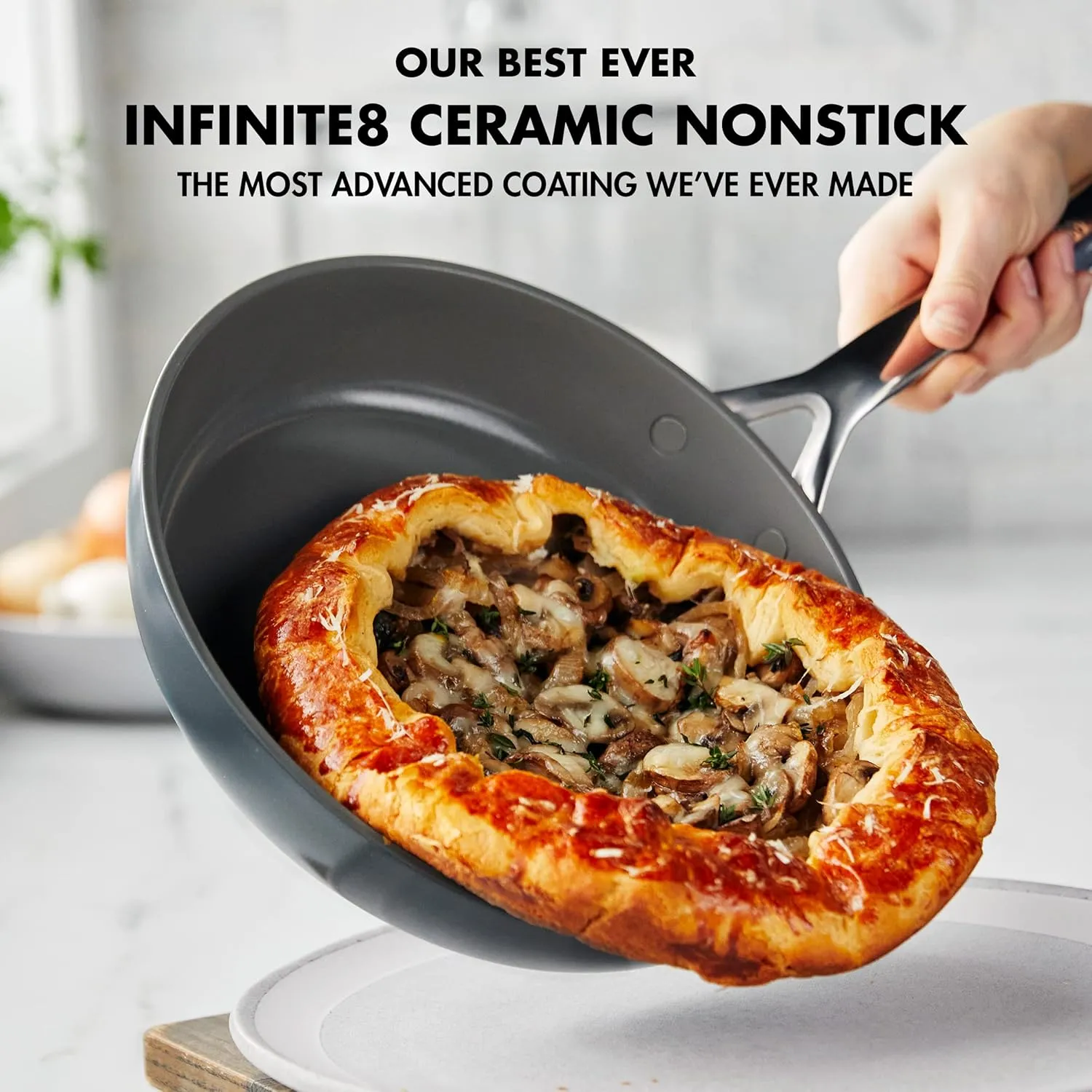 GreenPan GP5 Hard Anodized Healthy Ceramic Nonstick 9.5” & 11” 2 Piece Frying Pan Skillet Set,Heavy Gauge Scratch Resistant,Stay-Flat Surface, Induction, Mirror Finish Handle,Oven Safe,PFAS-Free,Slate