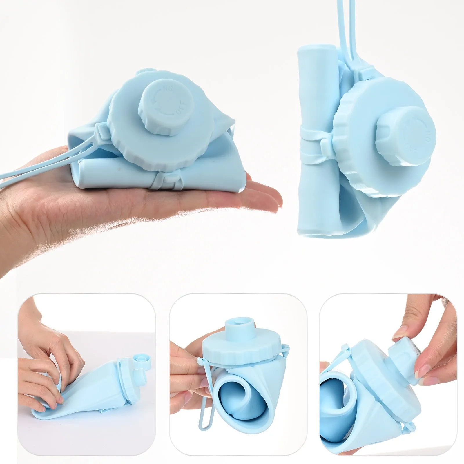 Grey 600ml Silicone Collapsible Water Bottle