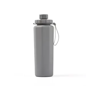 Grey 600ml Silicone Collapsible Water Bottle
