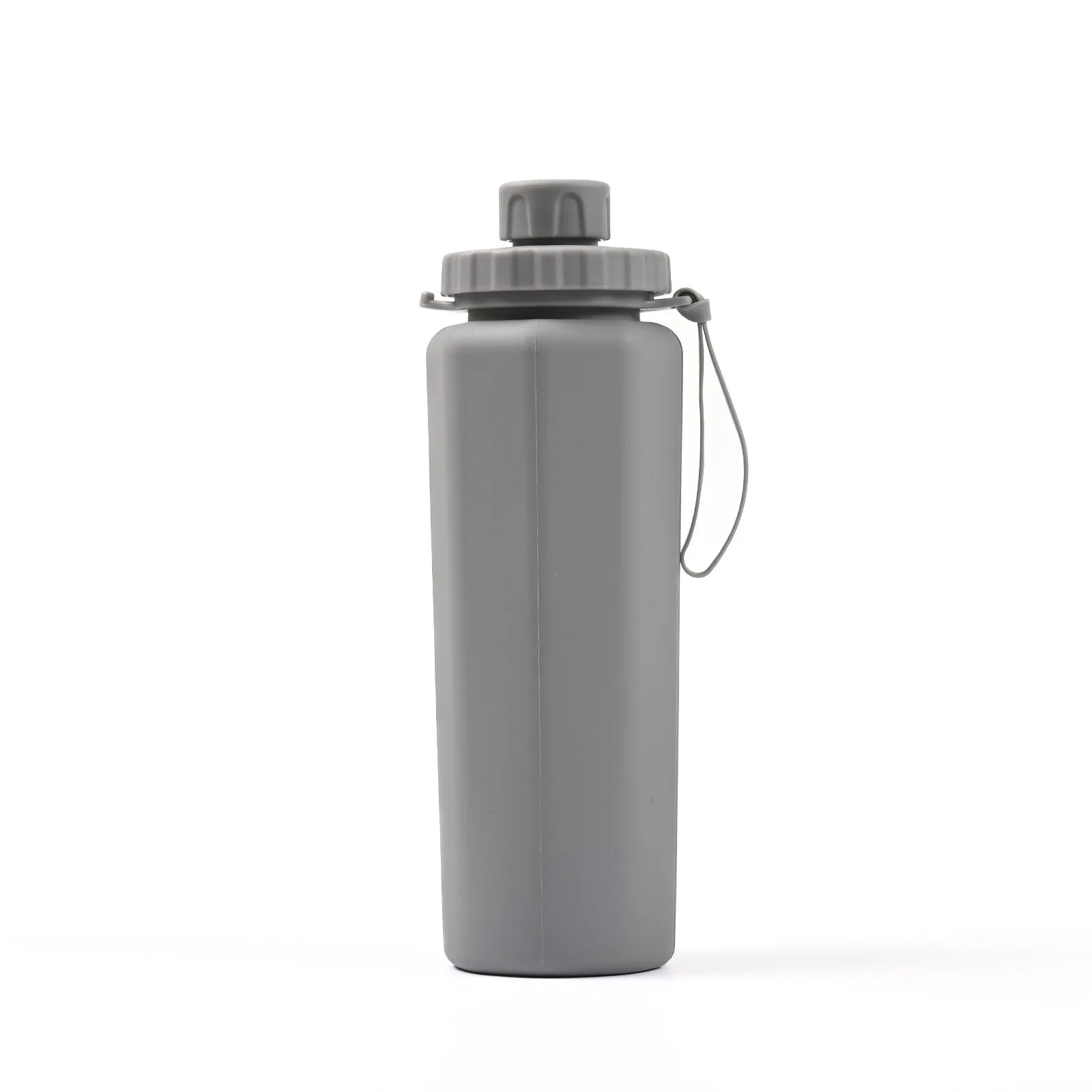 Grey 600ml Silicone Collapsible Water Bottle