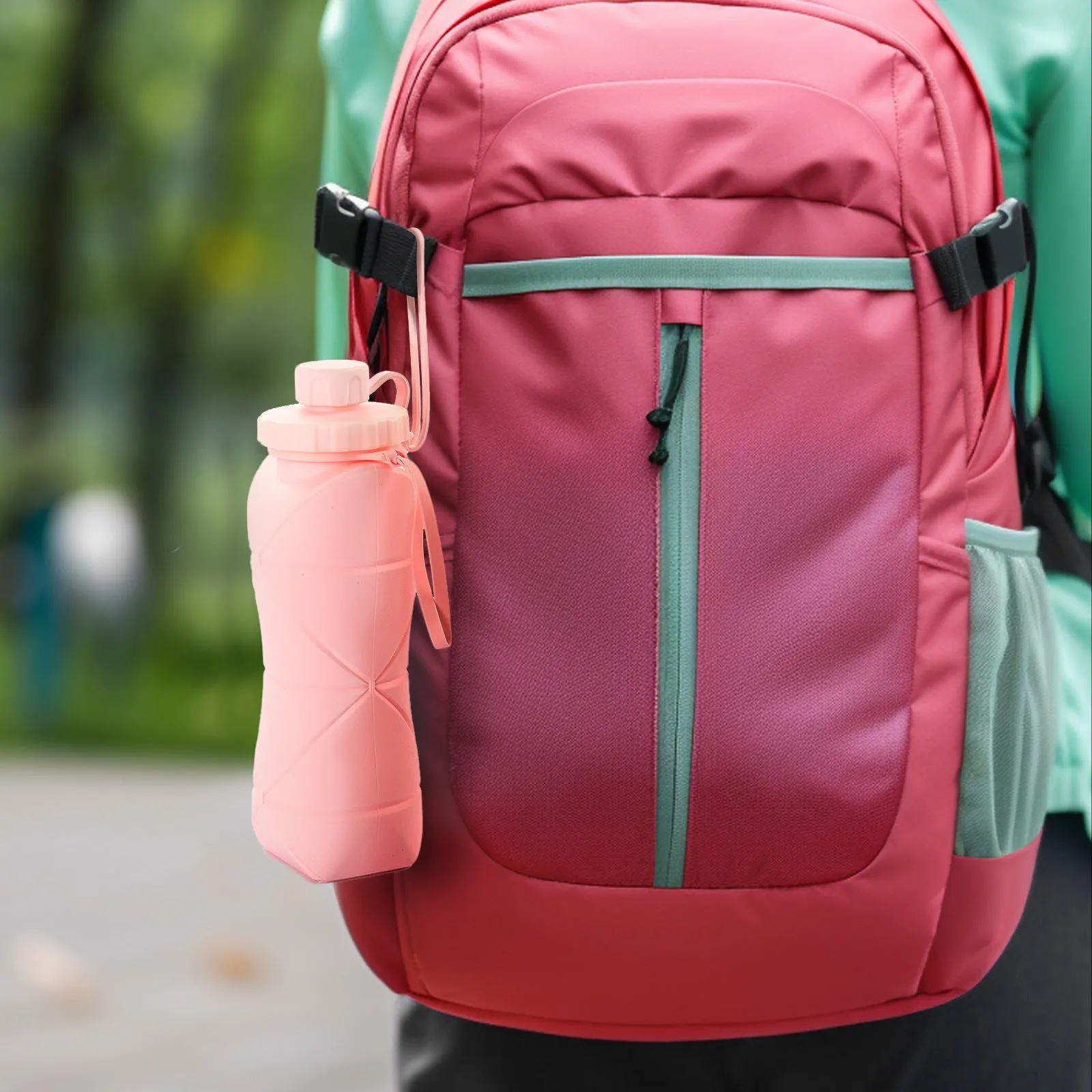 Grey 600ml Silicone Folding Water Bottle - Eco-Friendly Collapsible Travel Bottle