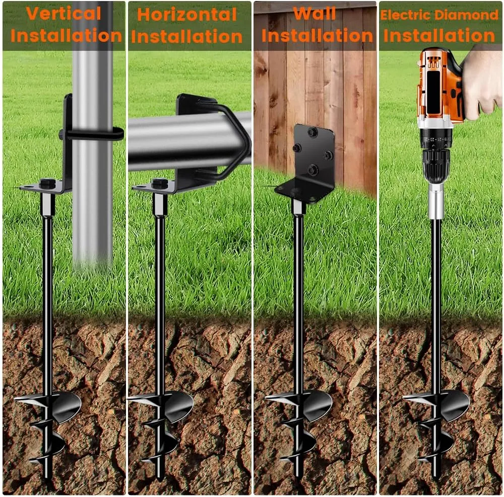 Ground Anchors Screw in 24" Set of 6 Trampoline Stakes Heavy Duty Mobile Home Anchors - Storage Shed Anchor Kit - Swing Set Stakes - Playset Anchor (6 x 24in)