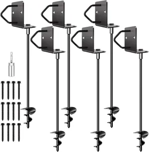 Ground Anchors Screw in 24" Set of 6 Trampoline Stakes Heavy Duty Mobile Home Anchors - Storage Shed Anchor Kit - Swing Set Stakes - Playset Anchor (6 x 24in)