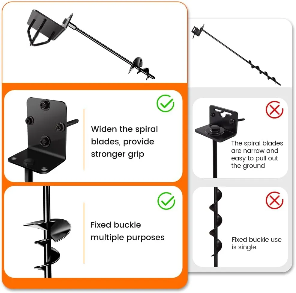 Ground Anchors Screw in 24" Set of 6 Trampoline Stakes Heavy Duty Mobile Home Anchors - Storage Shed Anchor Kit - Swing Set Stakes - Playset Anchor (6 x 24in)
