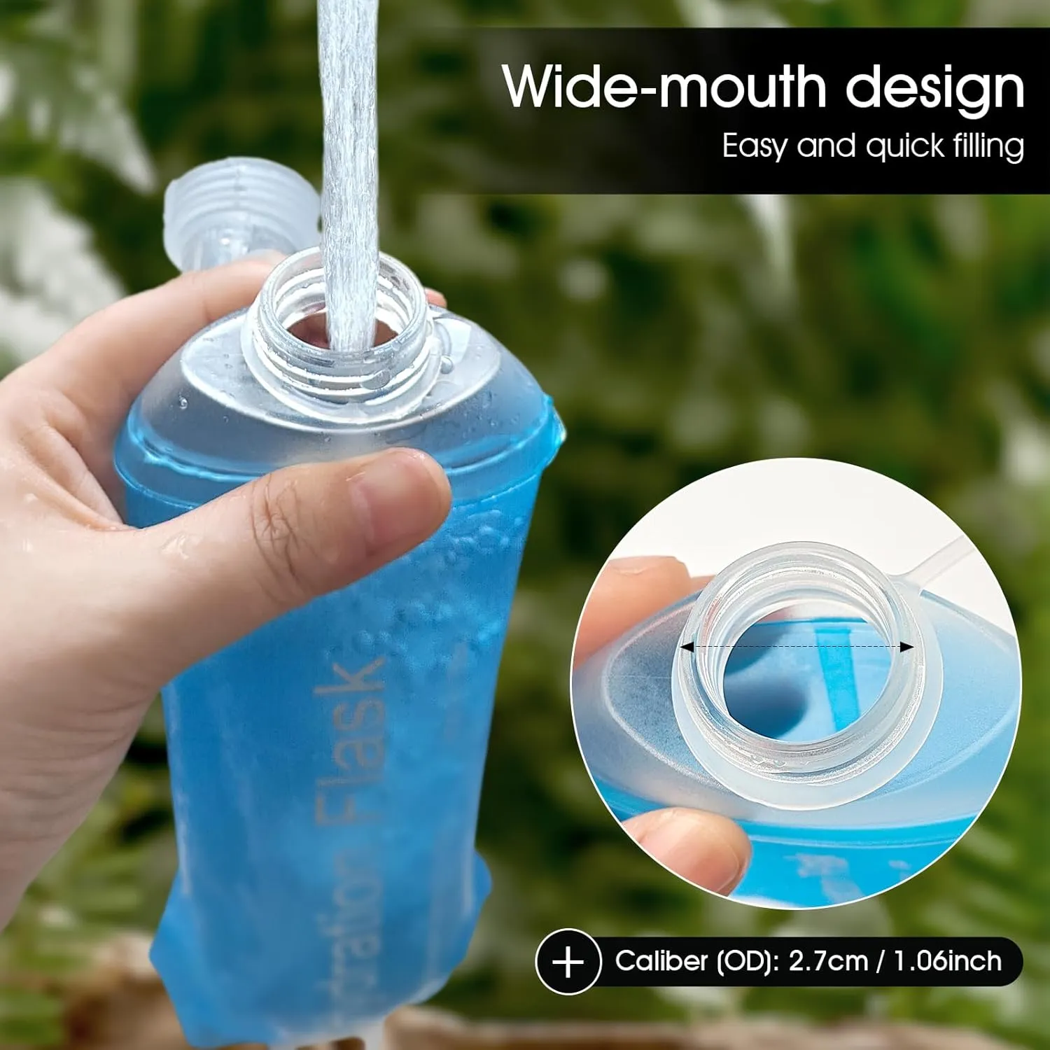 GYGYL Soft Flask, TPU Collapsible Soft Water Bottle for Hydration Pack, Running Vest, Leak-Proof Folding Water Bottle for Hiking Cycling Climbing Jogging-250ml Blue, 2pcs