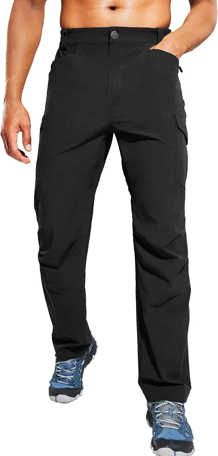 Haimont Men's Lightweight Hiking Pants with 6 Pockets Nylon Quick Dry Outdoor Travel Cargo Pant for Men, Water Resistant