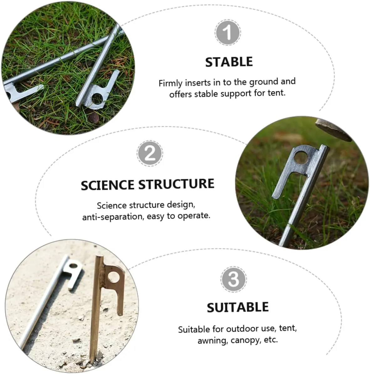 HANABASS Tent Stakes Pack Stainless Steel Camping Stakes Smooth Tip Portable and Sturdy for Outdoor and Camping