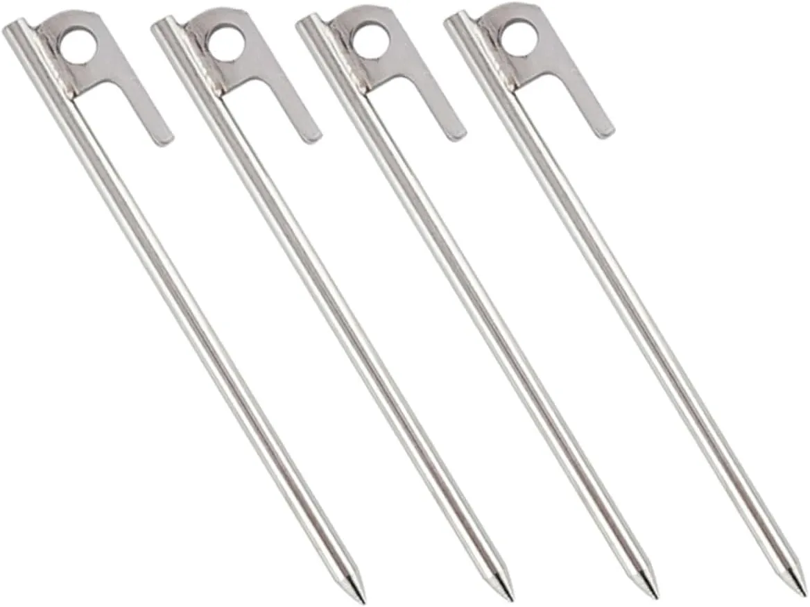 HANABASS Tent Stakes Pack Stainless Steel Camping Stakes Smooth Tip Portable and Sturdy for Outdoor and Camping