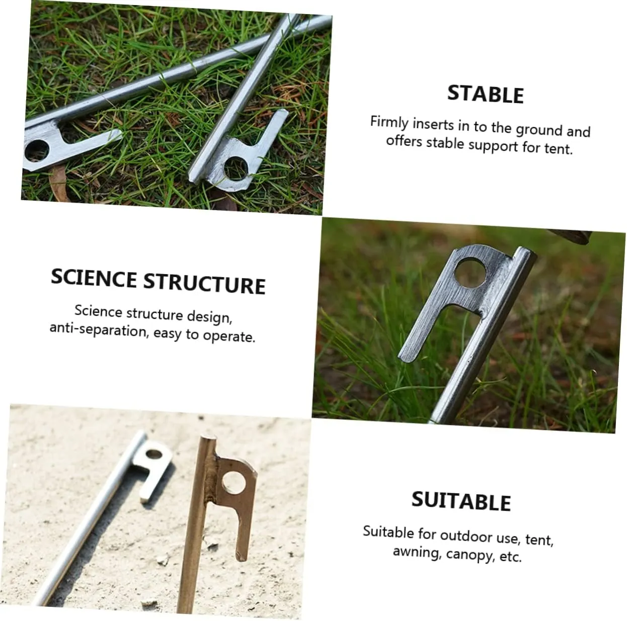 HANABASS Tent Stakes Pack Stainless Steel Camping Stakes Smooth Tip Portable and Sturdy for Outdoor and Camping