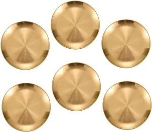 Happyyami 6Pcs Stainless Steel Plates Reusable Dinner Plates for Parties Camping and Outdoor Use Dishwasher Vintage Style Dinnerware