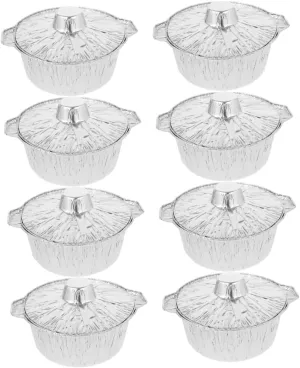 Happyyami Lightweight Aluminum Barbecue Pan 8pcs Aluminum Foil Pots Lids Camping Pot Disposable for Cooking