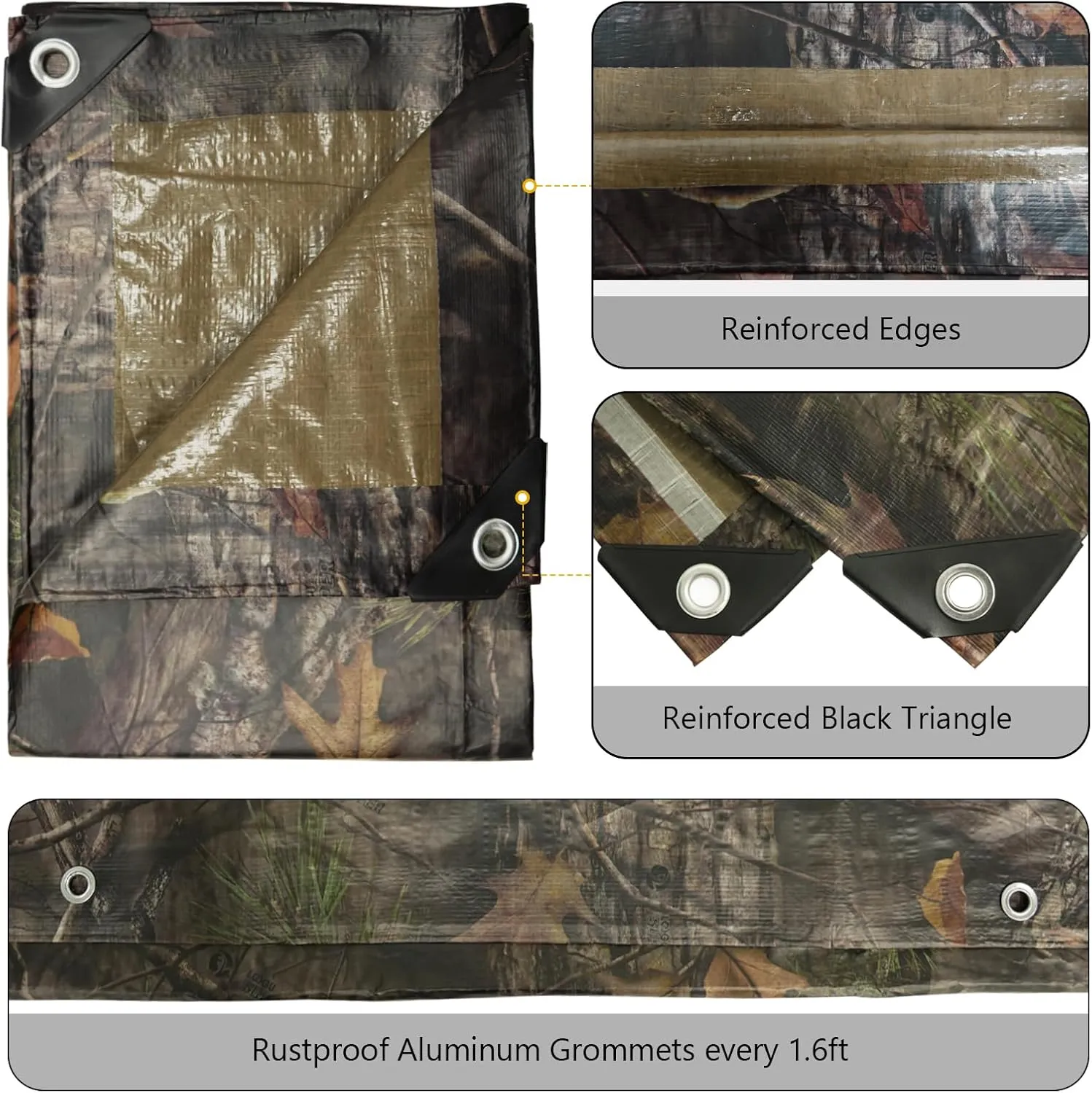 Heavy Duty 11 Mil Tarp Cover Waterproof UV Resistant Tarpaulin Used for Outdoor, Hunting, Camping, Backpacking, Canopy Tent, Ground Tarp, Cover Boat, Motorcycles, Roofs, Wood