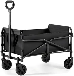 Heavy-Duty Collapsible Cart with Wheels – 220 lbs Capacity, Foldable Utility Cart for Camping, Beach, Sports, Garden & Grocery Use