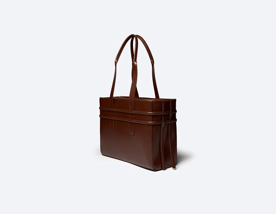 Hedy Vegan Italian Grape Leather Carry All Tote | Cocoa