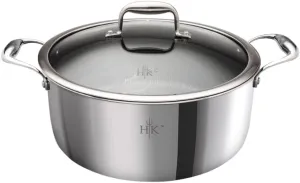 Hell's Kitchen Hybrid 5 Qt Pot and lid, Tri-Clad Stainless Steel and Nonstick Ceramic, PFAS Free, no PFOA, PTFE, or Teflon, Non Toxic Cookware, Metal Utensil Safe, All Cooktops