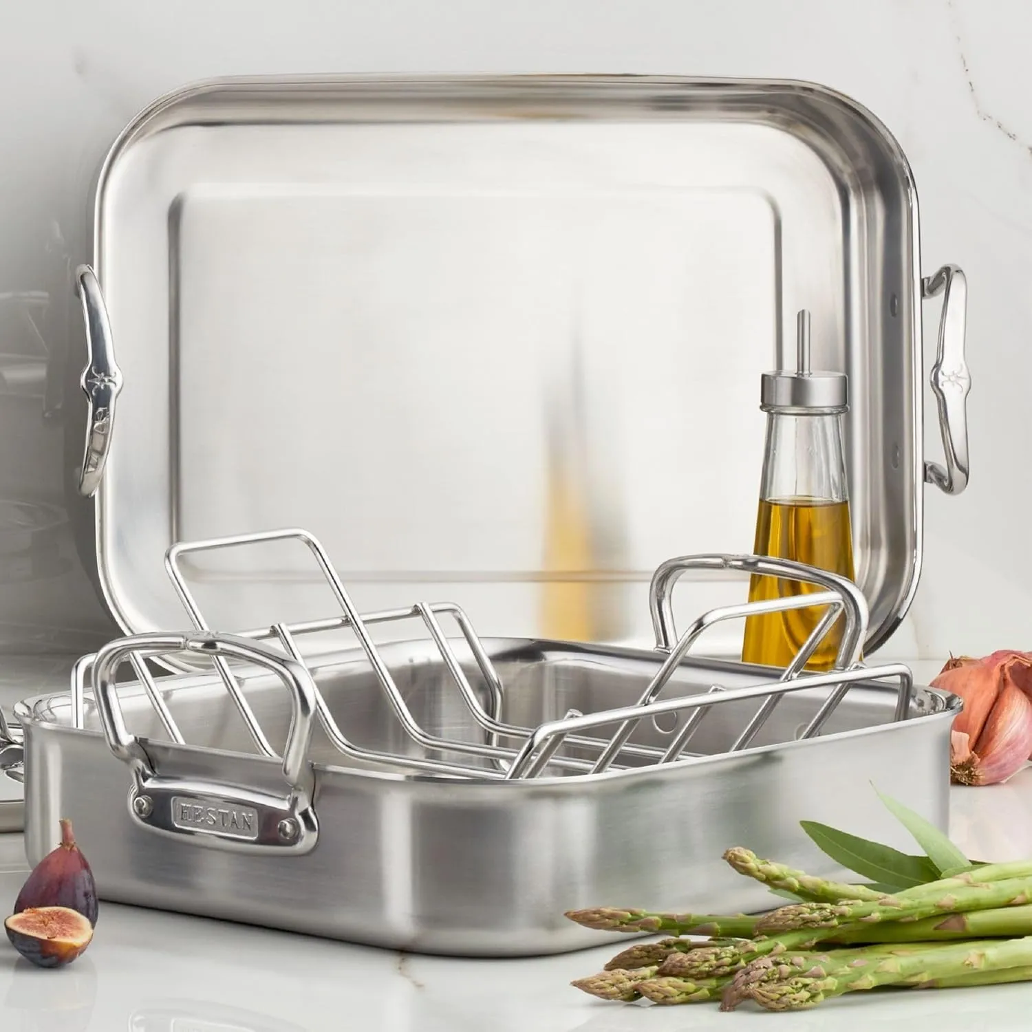 Hestan - Stainless Steel Classic Roaster with Rack, Induction Cooktop Compatible