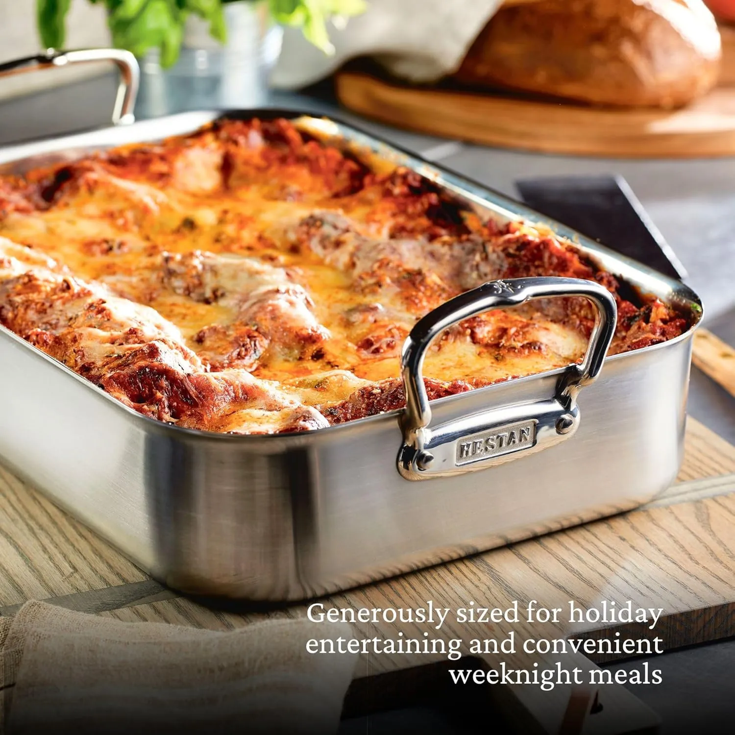 Hestan - Stainless Steel Classic Roaster with Rack, Induction Cooktop Compatible