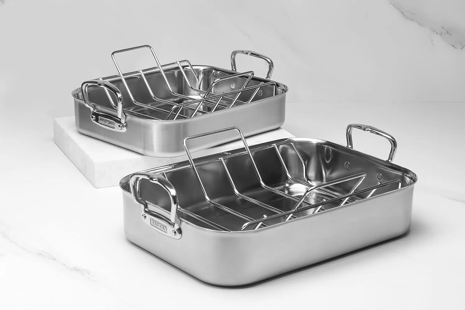 Hestan - Stainless Steel Classic Roaster with Rack, Induction Cooktop Compatible