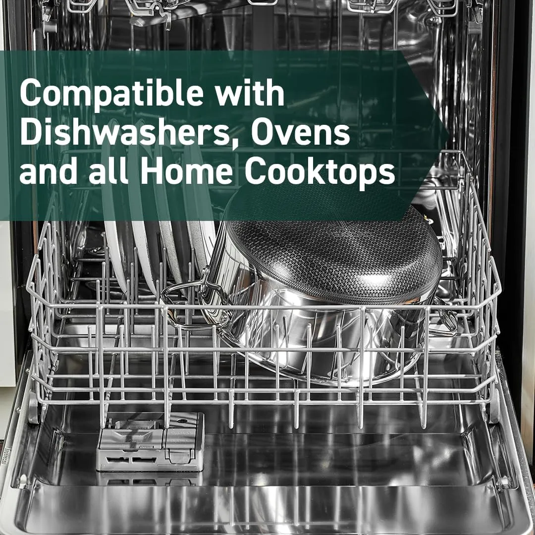 HexClad Hybrid Nonstick 8-Quart Stockpot with Tempered Glass Lid, Stay-Cool Handles, Dishwasher-Friendly, Oven-Safe Up to 900°F, Induction-Ready, Compatible with All Cooktops