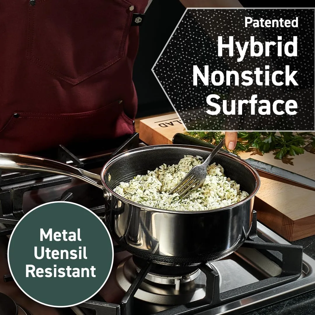 HexClad Hybrid Nonstick 8-Quart Stockpot with Tempered Glass Lid, Stay-Cool Handles, Dishwasher-Friendly, Oven-Safe Up to 900°F, Induction-Ready, Compatible with All Cooktops
