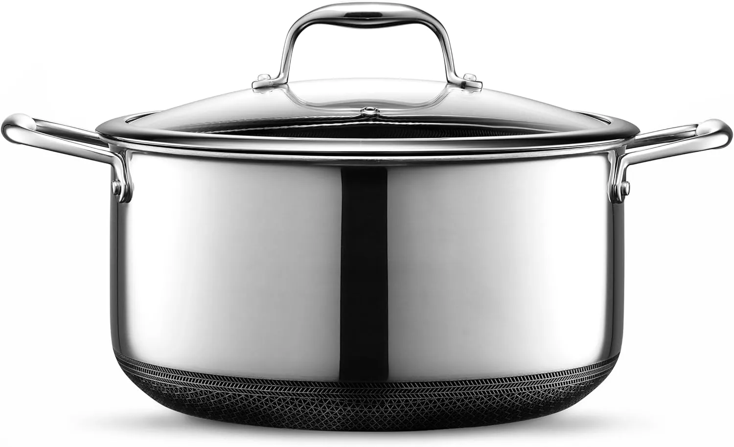 HexClad Hybrid Nonstick 8-Quart Stockpot with Tempered Glass Lid, Stay-Cool Handles, Dishwasher-Friendly, Oven-Safe Up to 900°F, Induction-Ready, Compatible with All Cooktops