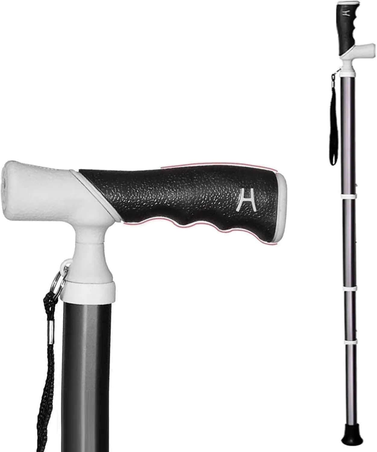 Hiking Poles for Women and Men 4 Sections Adjustable Trekking Poles for Hiking Camping & Backpacking Handle 90° Rotation(Black,38~105cm)