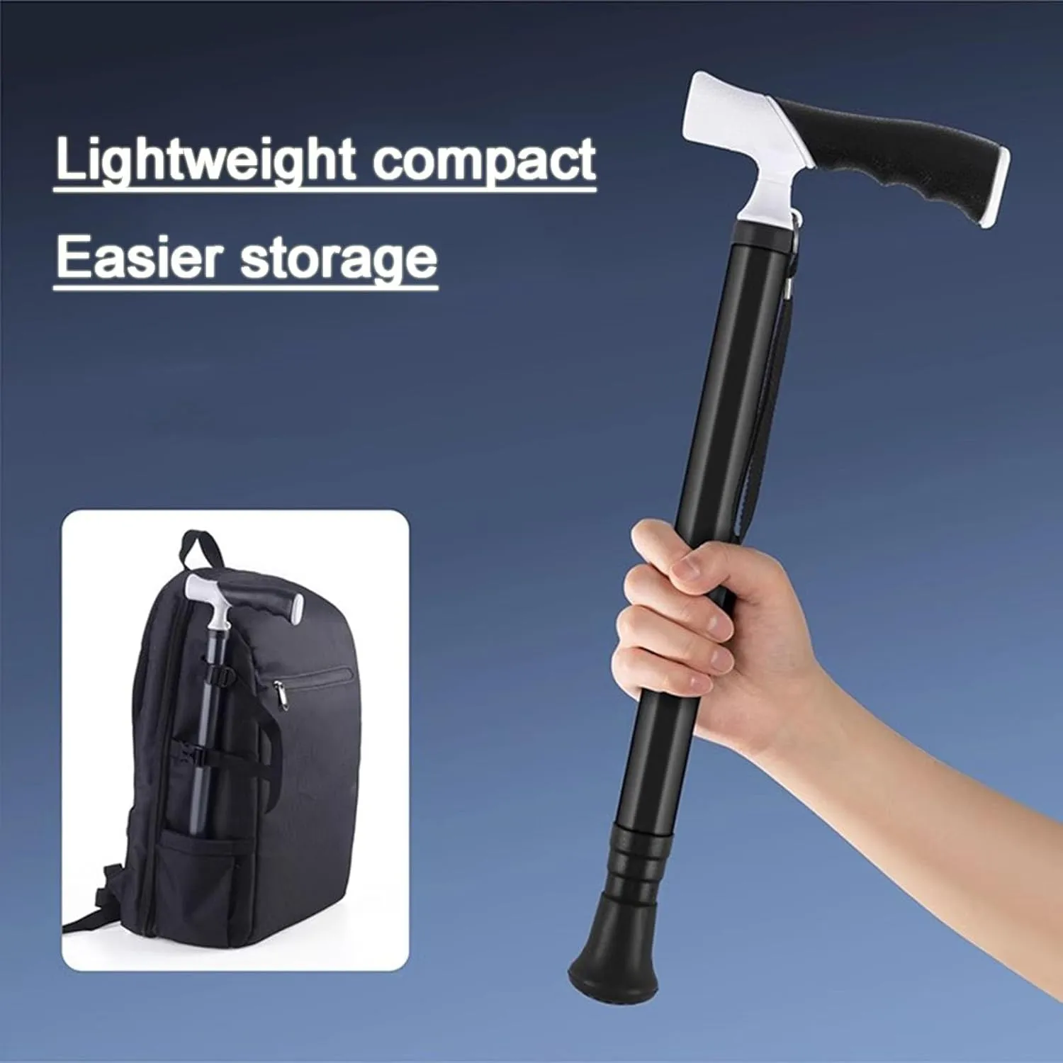 Hiking Poles for Women and Men 4 Sections Adjustable Trekking Poles for Hiking Camping & Backpacking Handle 90° Rotation(Black,38~105cm)
