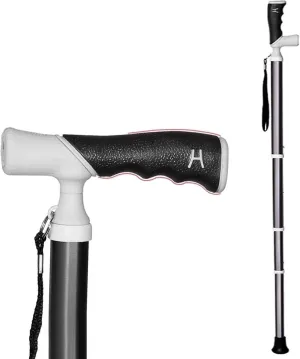 Hiking Poles for Women and Men 4 Sections Adjustable Trekking Poles for Hiking Camping & Backpacking Handle 90° Rotation(Black,38~105cm)