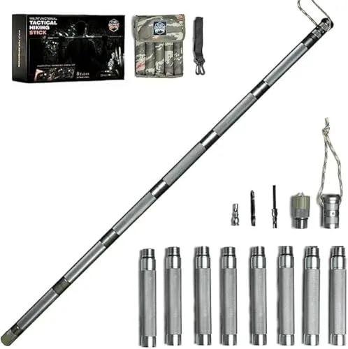 Hiking Tactical Stick Walking Staff-Outdoor Multitool Gear Trekking Pole
