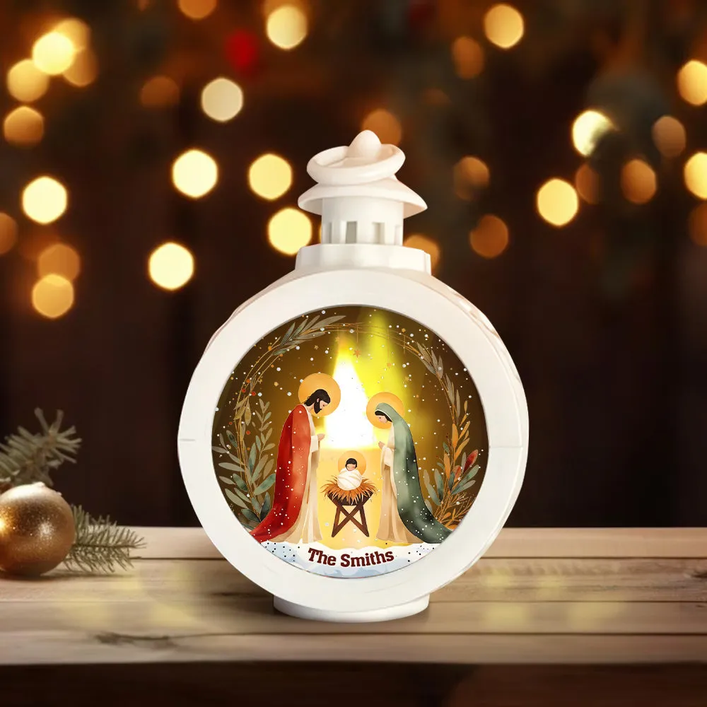 Holy Night - Personalized Christian Round Lantern With Light