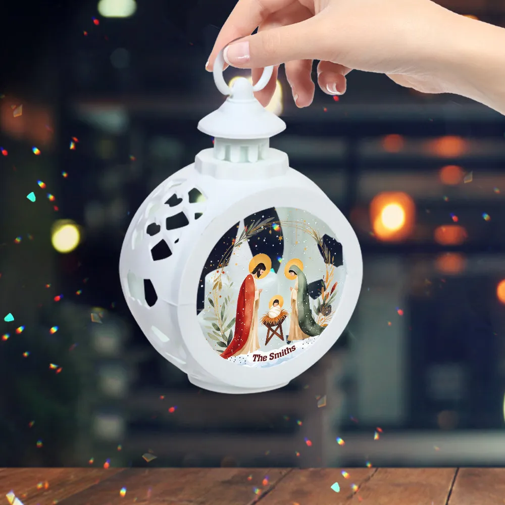 Holy Night - Personalized Christian Round Lantern With Light