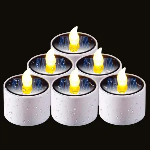 Homemory Solar Candles Outdoor Waterproof, Reusable LED Tea Light Candles for Lantern Garden Camping and Home Decor, 2.3''x2'', Pack of 6