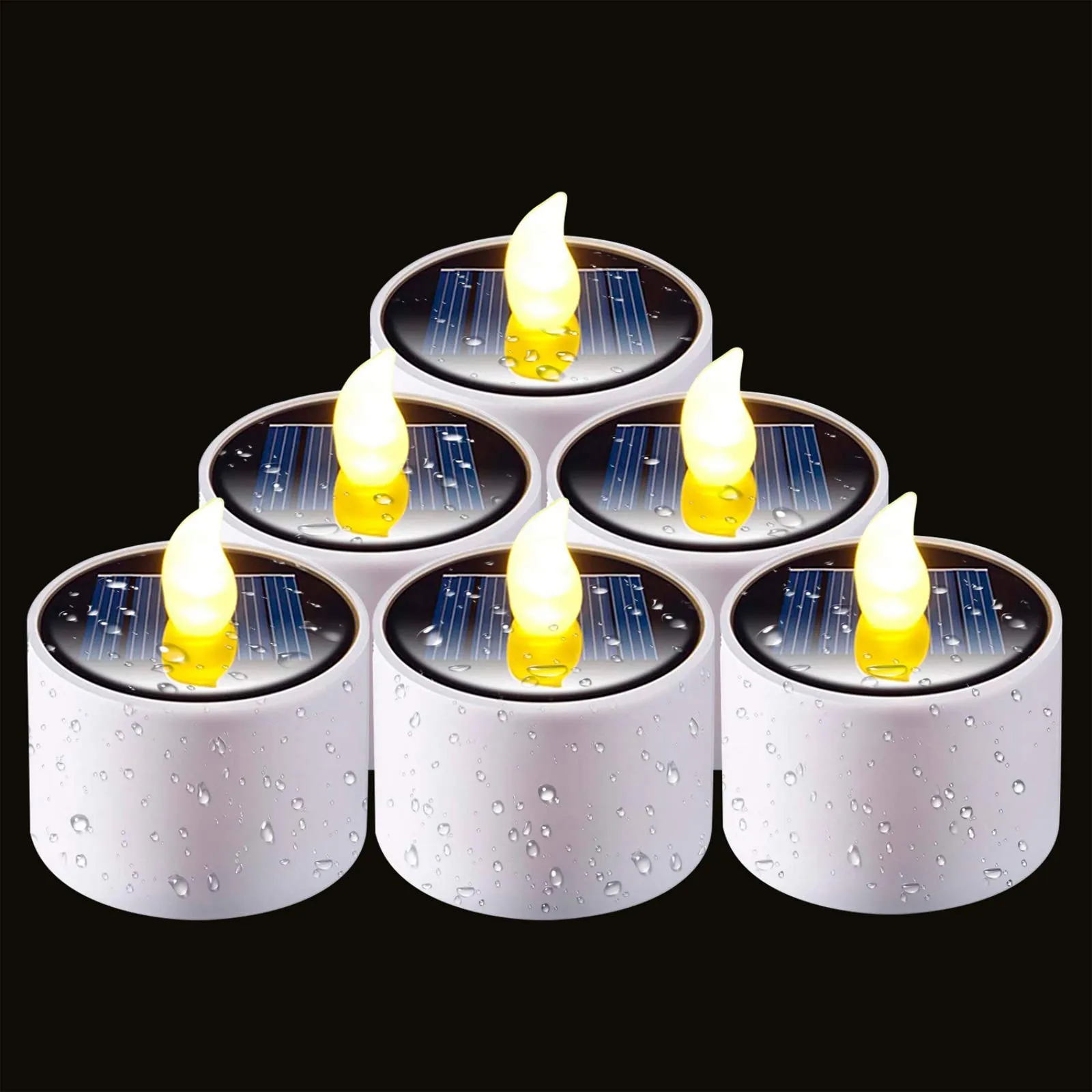 Homemory Solar Candles Outdoor Waterproof, Reusable LED Tea Light Candles for Lantern Garden Camping and Home Decor, 2.3''x2'', Pack of 6
