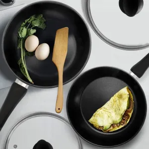 HOMICHEF 9.5 Inch and 11 Inch Set of 2 Nonstick Frying Pans Glass Lids Nickel Free Stainless Steel - 9.5 Inches and 11 Inches 2-Piece Fry Pan Set Nonstick Clear Vented Glass Lids Induction Compatible
