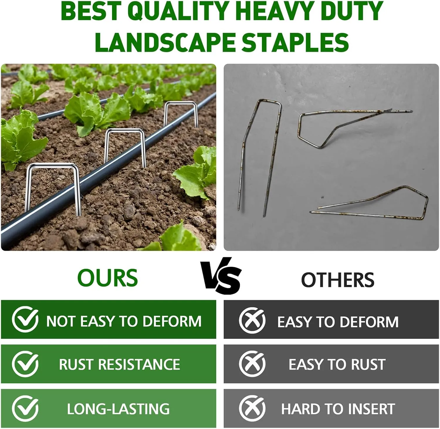 HOOPLE 100 Pack 6 Inch 11 Gauge Galvanized Landscape Staples,Stakes for Outdoor Decorations, Anti-Rust Staples for Weed Barrier Fabric, U-Shaped Tent Stakes (100)