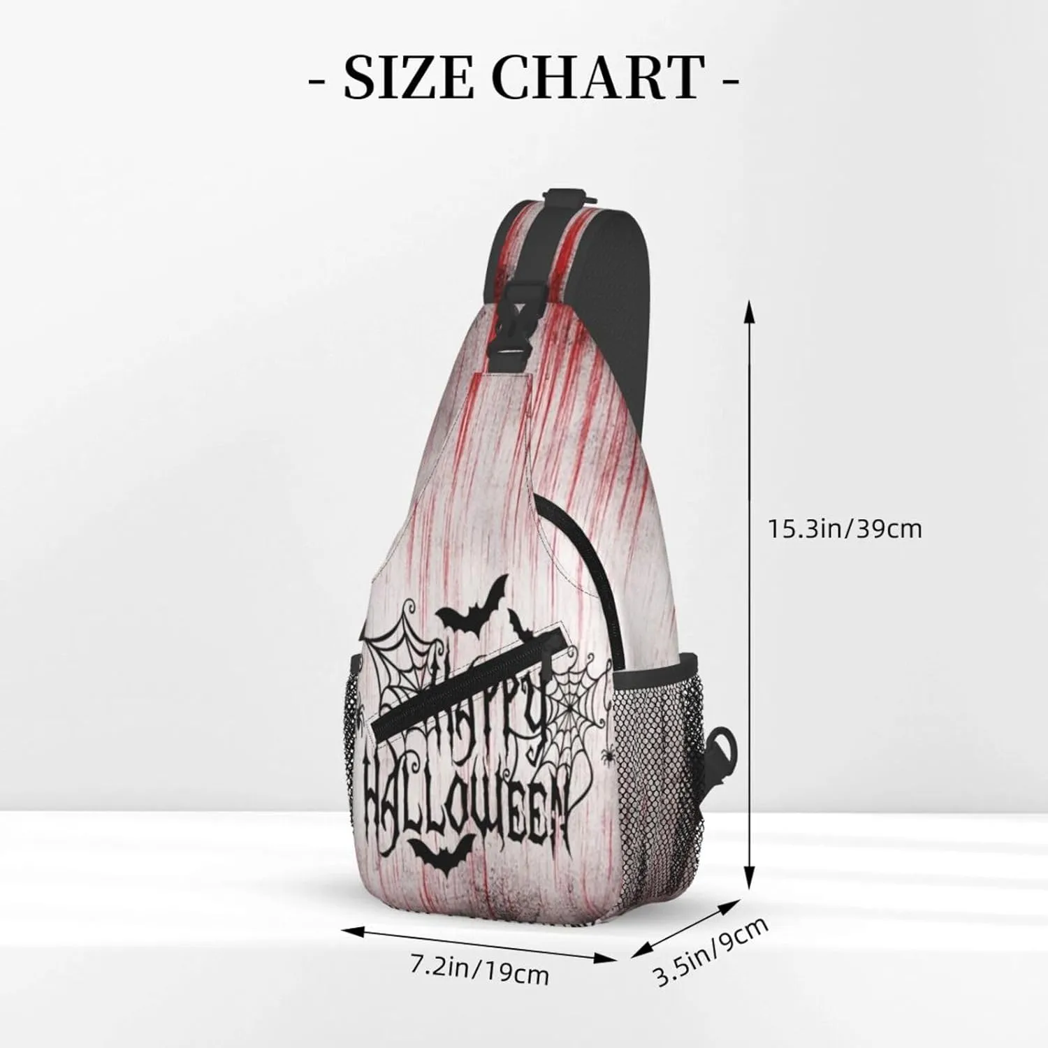 Horror Halloween Sling Backpack,Cute Ghost Pumpkin Crossbody Shoulder Backpack Adjustable Sling Bag for Men Women