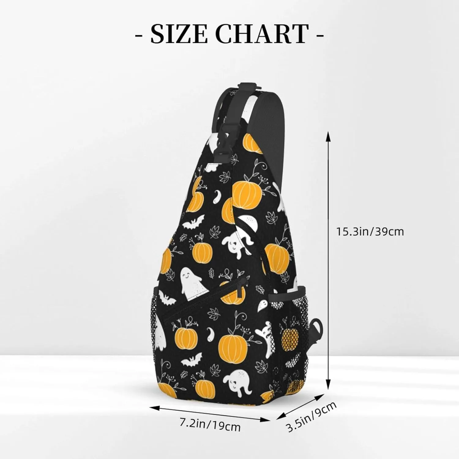 Horror Halloween Sling Backpack,Cute Ghost Pumpkin Crossbody Shoulder Backpack Adjustable Sling Bag for Men Women