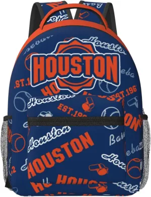Houston Backpack for Boys and Girls, Laptop Backpack for Men and Women, Large Capacity Lightning Bookbag Waterproof Adjustable School Bags for Travel Daypack Laptop Sport Bag