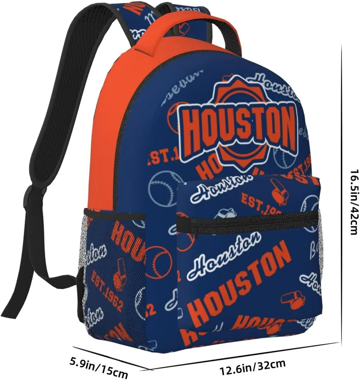 Houston Backpack for Boys and Girls, Laptop Backpack for Men and Women, Large Capacity Lightning Bookbag Waterproof Adjustable School Bags for Travel Daypack Laptop Sport Bag