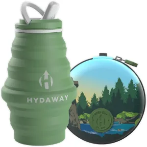HYDAWAY Hydration Travel Pack - 17oz Collapsible Water Bottle with Flip-Top Lid and Protective Travel Case - BPA-Free, Leak-Resistant, and TSA-Friendly for Commuting, Hiking, and Travel