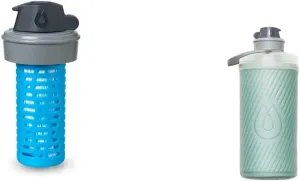 HydraPak Flux 1L Sutro Green - Collapsible Backpacking Water Bottle & Compatible 42mm Filter Cap - Water Filtration Accessory
